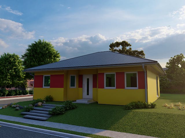 Massivhaus Ginkgo von AVOS Hausbau Schlüsselfertig ab 225000€, Bungalow Außenansicht 1 Massivhaus Ginkgo von AVOS Hausbau Schlüsselfertig ab 225000€, Bungalow Außenansicht 1