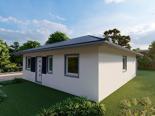 Massivhaus Iris von AVOS Hausbau Schlüsselfertig ab 203500€, Bungalow Außenansicht 2
