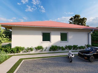 Massivhaus Kiefer von AVOS Hausbau Schlüsselfertig ab 297500€, Bungalow Außenansicht 1