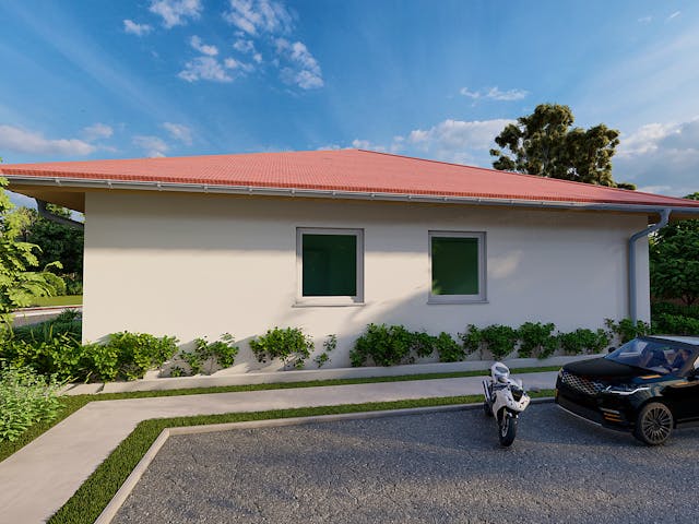 Massivhaus Kiefer von AVOS Hausbau Schlüsselfertig ab 297500€, Bungalow Außenansicht 1