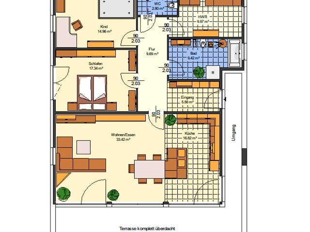 Massivhaus Marie von AVOS Hausbau Schlüsselfertig ab 297500€, Bungalow Grundriss 1