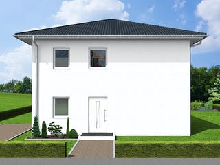 Massivhaus Olina von AVOS Hausbau Schlüsselfertig ab 346500€, Stadtvilla Außenansicht 1