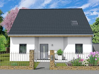 Massivhaus Wenke von AVOS Hausbau Schlüsselfertig ab 455500€, Satteldach-Klassiker Außenansicht 1