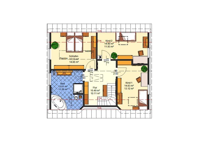 Massivhaus Wenke von AVOS Hausbau Schlüsselfertig ab 455500€, Satteldach-Klassiker Grundriss 2