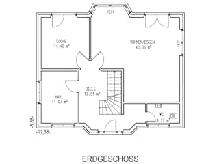Massivhaus Hildesheim von Aye-Bau Schlüsselfertig ab 380500€, Satteldach-Klassiker Grundriss 1