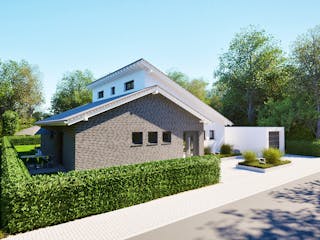 Massivhaus Entwurf CH132 von FAVORIT Massivhaus, Bungalow Außenansicht 2