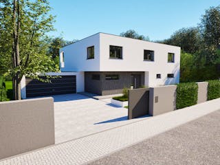 Massivhaus Entwurf CD245 von FAVORIT Massivhaus, Cubushaus Außenansicht 8