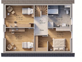 Massivhaus Satteldach 154 von AMR-Wohnbau Schlüsselfertig ab 325000€, Satteldach-Klassiker Grundriss 2