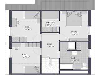 Massivhaus Entwurf NB155 von FAVORIT Massivhaus, Satteldach-Klassiker Grundriss 2