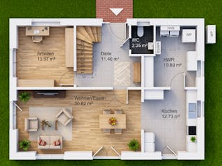 Massivhaus Satteldach 163 von AMR-Wohnbau Schlüsselfertig ab 330000€, Satteldach-Klassiker Grundriss 1