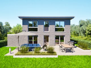 Massivhaus Entwurf CL143 von FAVORIT Massivhaus, Stadtvilla Außenansicht 12