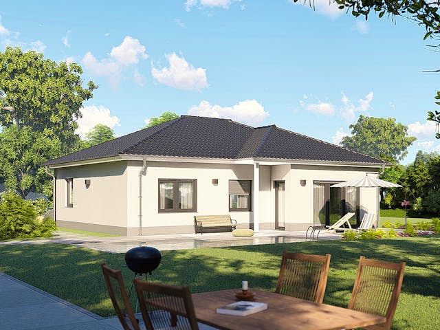 Massivhaus Bungalow Cannes von BauArt Massivbau, Bungalow Außenansicht 1 Massivhaus Bungalow Cannes von BauArt Massivbau, Bungalow Außenansicht 1