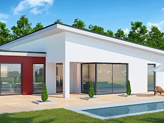 Massivhaus Bungalow BL 135 Variante M von Baudirekt, Bungalow Außenansicht 1