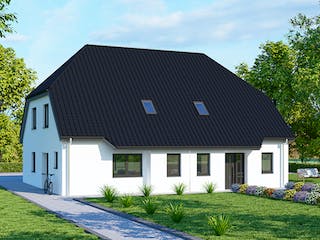 Massivhaus Doppelhaus DH 120 Basis von Baudirekt, Außenansicht 1