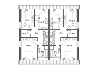 Massivhaus Doppelhaus DH 130 Basis von Baudirekt, Satteldach-Klassiker Grundriss 2
