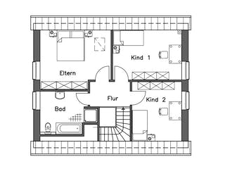 Massivhaus Einfamilienhaus EH125 Basis von Baudirekt, Satteldach-Klassiker Grundriss 2