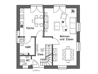 Massivhaus Stadtvilla SV125 Basis von Baudirekt, Stadtvilla Grundriss 1