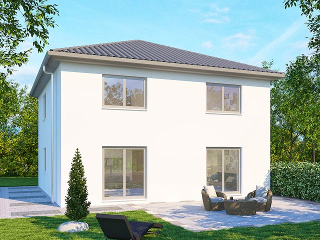 Massivhaus Stadtvilla SV140 Basis von Baudirekt, Stadtvilla Außenansicht 1 Massivhaus Stadtvilla SV140 Basis von Baudirekt, Stadtvilla Außenansicht 1