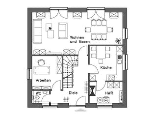 Massivhaus Stadtvilla SV155 Basis von Baudirekt, Stadtvilla Grundriss 1