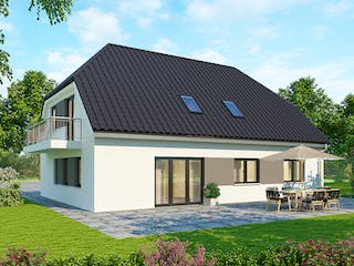 Massivhaus Zweifamilienhaus ZH210 Basis von Baudirekt, Satteldach-Klassiker Außenansicht 1