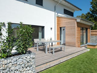 Fertighaus Herb - Kundenhaus von Bau-Fritz Schlüsselfertig ab 645000€, Satteldach-Klassiker Außenansicht 4