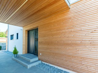 Fertighaus Herb - Kundenhaus von Bau-Fritz Schlüsselfertig ab 645000€, Satteldach-Klassiker Außenansicht 6