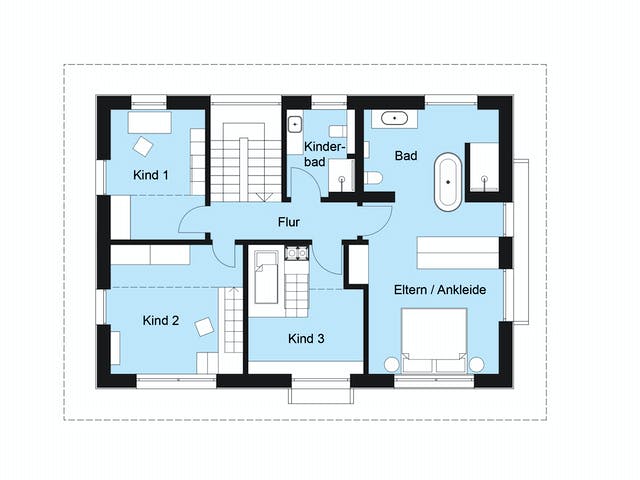 Fertighaus Heimat 4.0 - Musterhaus von Bau-Fritz Schlüsselfertig ab 845000€, Satteldach-Klassiker Grundriss 2