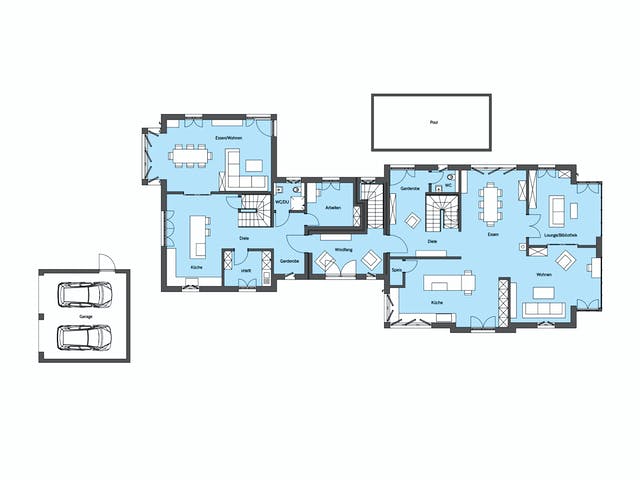 Fertighaus Fröhlich - Kundenhaus von Bau-Fritz Schlüsselfertig ab 1875000€, Stadtvilla Grundriss 1