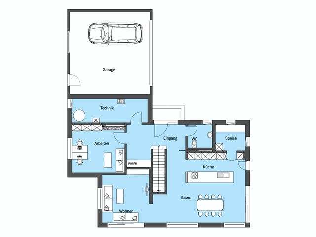 Fertighaus Gruber - Kundenhaus von Bau-Fritz Schlüsselfertig ab 765000€, Satteldach-Klassiker Grundriss 1