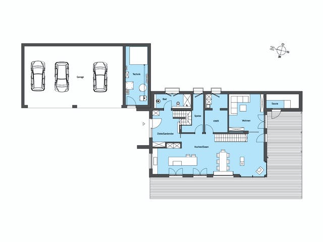 Fertighaus Haus am Wald - Kundenhaus von Bau-Fritz Schlüsselfertig ab 940000€, Satteldach-Klassiker Grundriss 1