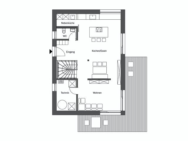 Fertighaus my smart green home - MH Schwarzwald von Bau-Fritz Schlüsselfertig ab 675762€, Satteldach-Klassiker Grundriss 1