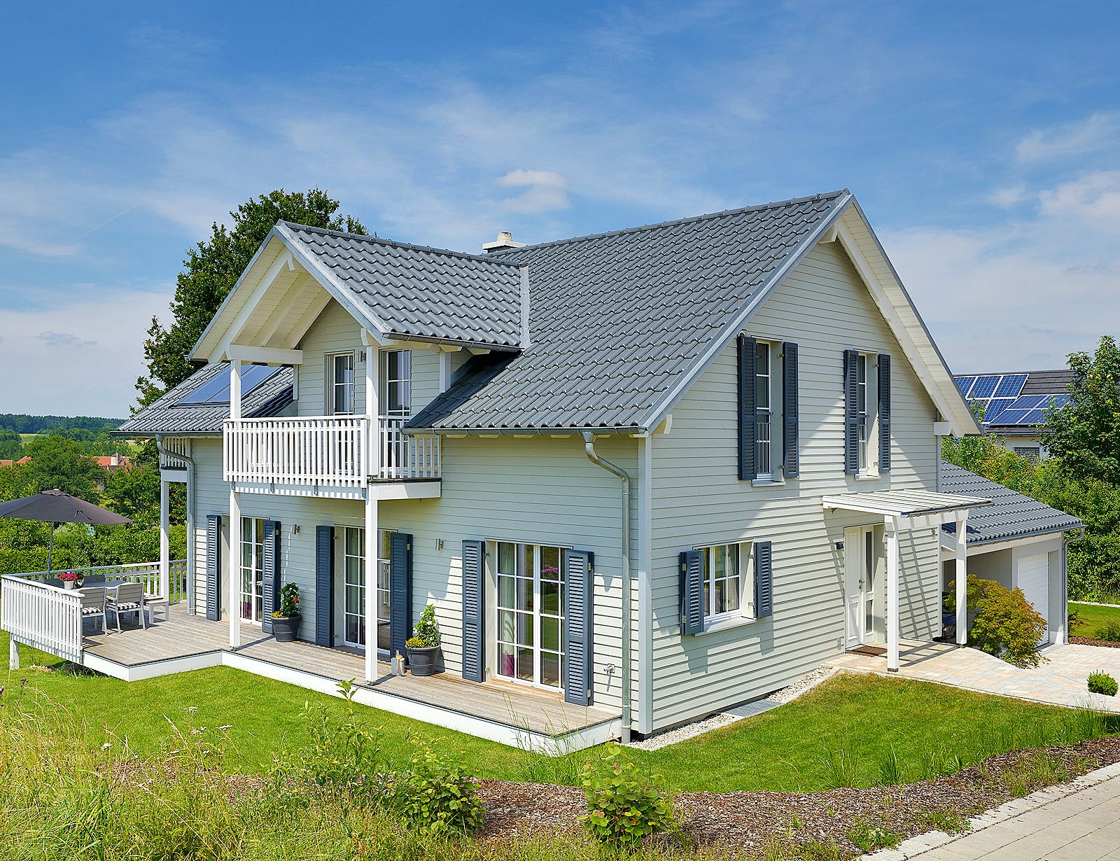 Fertighaus Motz-Russ - Kundenhaus von Bau-Fritz Schlüsselfertig ab 560000€, Satteldach-Klassiker Außenansicht 1
