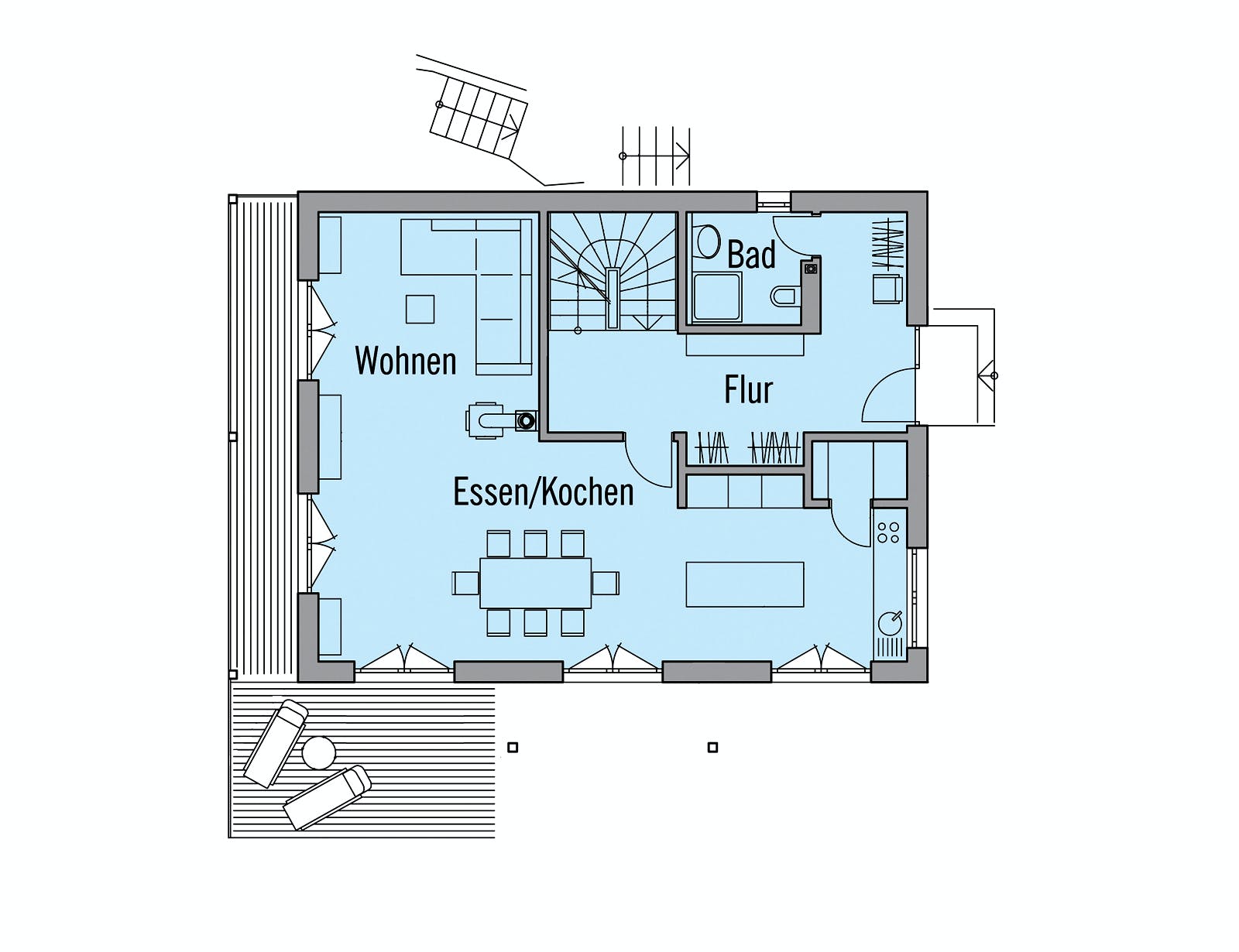 Fertighaus Motz-Russ - Kundenhaus von Bau-Fritz Schlüsselfertig ab 560000€, Satteldach-Klassiker Grundriss 1