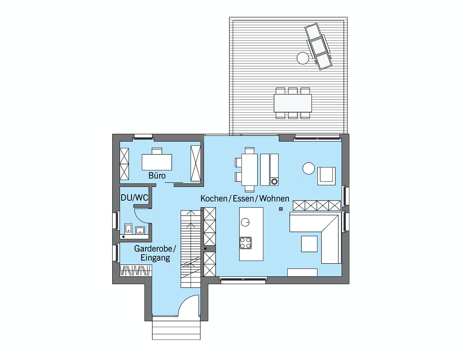 Fertighaus Schellenberg - Kundenhaus von Bau-Fritz Schlüsselfertig ab 725000€, Satteldach-Klassiker Grundriss 1