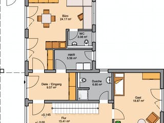 Massivhaus Bauhaus Ixeo von Kern-Haus Schlüsselfertig ab 737900€, Cubushaus Grundriss 1