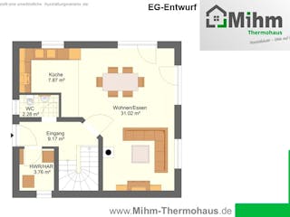 Massivhaus Idealo105FD von Mihm Thermobau, Cubushaus Grundriss 1