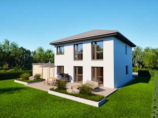 Massivhaus Entwurf CL131 von FAVORIT Massivhaus, Stadtvilla Außenansicht 9