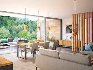 Fertighaus Haus Bellevue Forêt von Bodenseehaus, Cubushaus Innenansicht 2