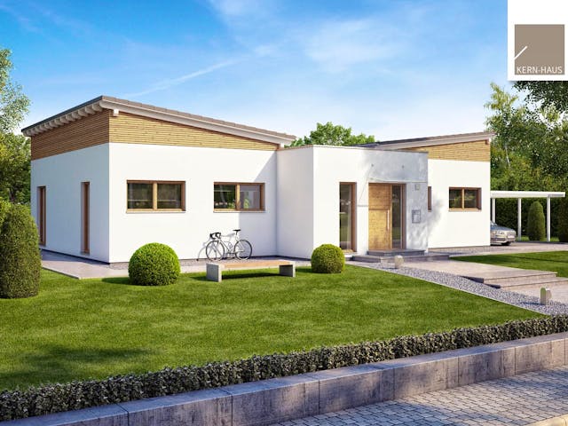 Massivhaus Bungalow Fokus von Kern-Haus Schlüsselfertig ab 495900€, Bungalow Außenansicht 1