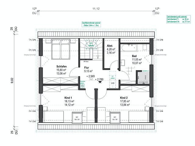 Fertighaus Elisenstraße 144 von bauen.WIEWIR Schlüsselfertig ab 322300€, Satteldach-Klassiker Grundriss 2