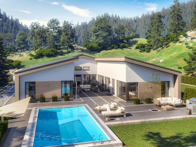 Fertighaus AMBIENCE 209 SD von Bien-Zenker, Bungalow Außenansicht 1