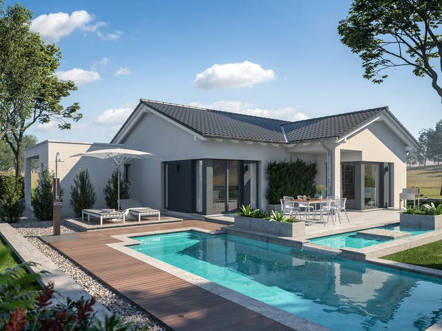 Fertighaus AMBIENCE 77 V2 von Bien-Zenker Schlüsselfertig ab 266518€, Bungalow Außenansicht 1