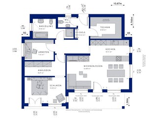 Fertighaus AMBIENCE 77 V4 von Bien-Zenker Schlüsselfertig ab 309550€, Bungalow Grundriss 1