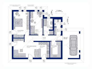Fertighaus AMBIENCE 88 V3 von Bien-Zenker Schlüsselfertig ab 331697€, Bungalow Grundriss 1