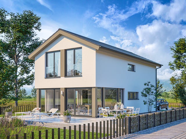 Fertighaus BALANCE 146 von Bien-Zenker Schlüsselfertig ab 377517€, Satteldach-Klassiker Außenansicht 1
