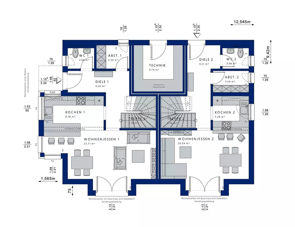 Fertighaus CELEBRATION 192 V2 von Bien-Zenker Schlüsselfertig ab 542339€, Satteldach-Klassiker Grundriss 1