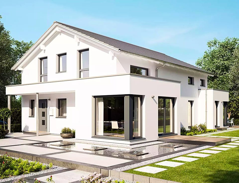 Fertighaus CELEBRATION 192 V3 von Bien-Zenker Schlüsselfertig ab 541416€, Satteldach-Klassiker Außenansicht 1