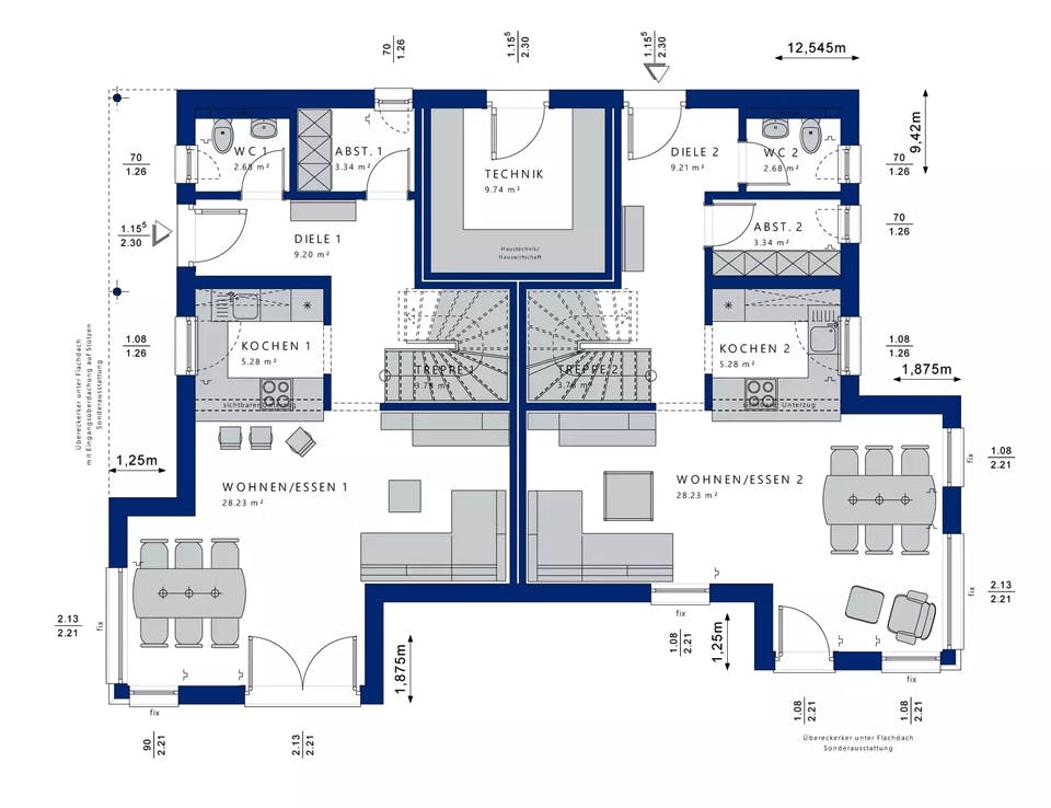Fertighaus CELEBRATION 192 V3 von Bien-Zenker Schlüsselfertig ab 541416€, Satteldach-Klassiker Grundriss 1