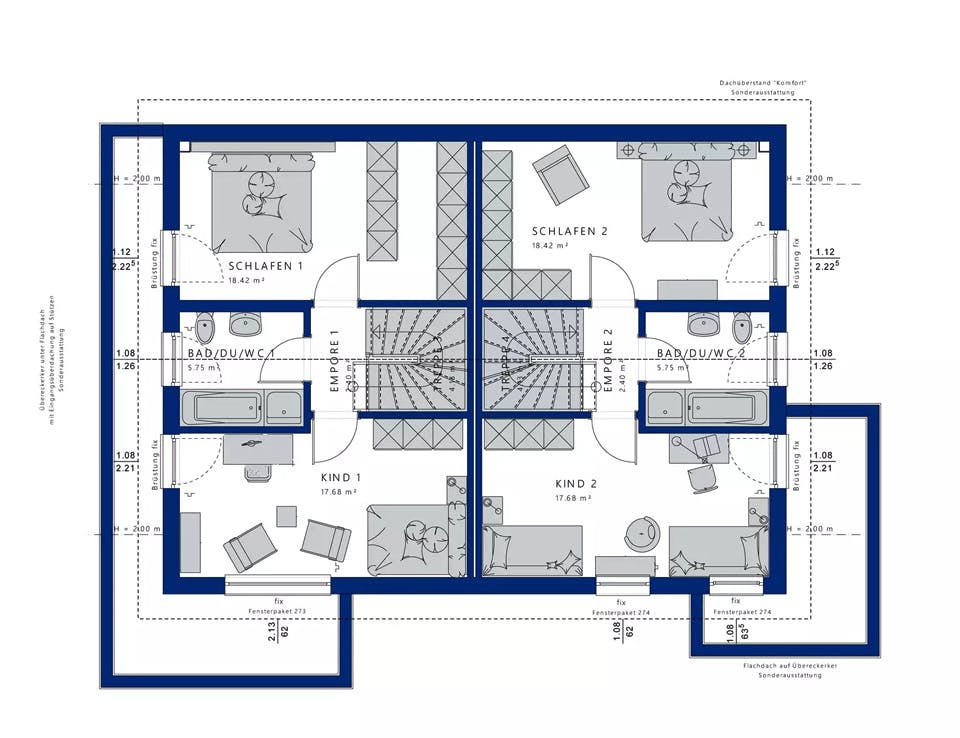 Fertighaus CELEBRATION 192 V3 von Bien-Zenker Schlüsselfertig ab 541416€, Satteldach-Klassiker Grundriss 2