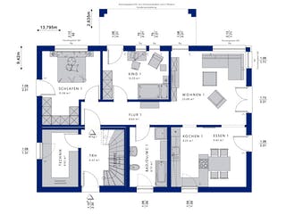 Fertighaus CELEBRATION 211 V3 von Bien-Zenker Schlüsselfertig ab 552266€, Satteldach-Klassiker Grundriss 1